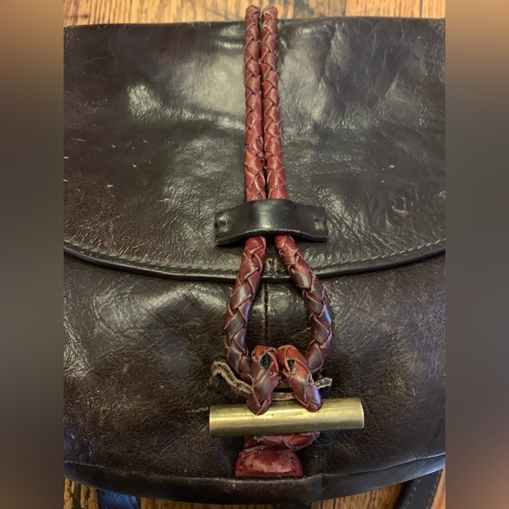 HideSign leather crossbody purse, distressed hippy boho, bohemian bag - Picture 8 of 16